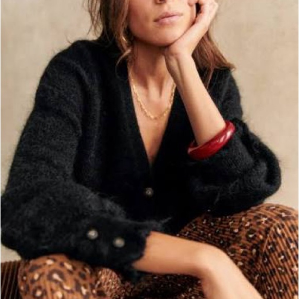 Sezane Mia Jumper Cardigan in Black Size S - Picture 5 of 5